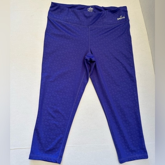 Spalding speed dry purple cropped leggings with hidden waist pocket Sz L. I13 - Picture 1 of 6